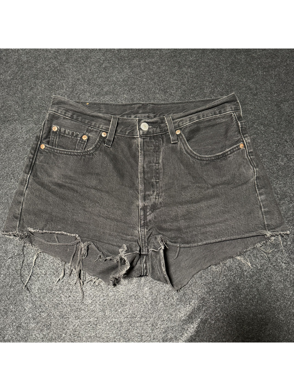 Levi's 501 Original Black Denim Cutoff Shorts Women's Size 28 Button Fly